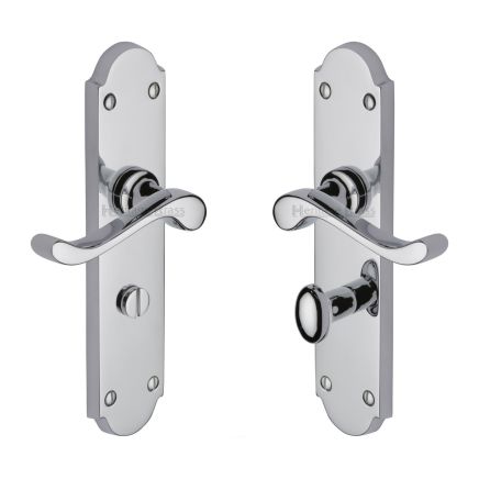 Heritage Brass Door Handle for Bathroom Savoy Long Design Polished Chrome finish