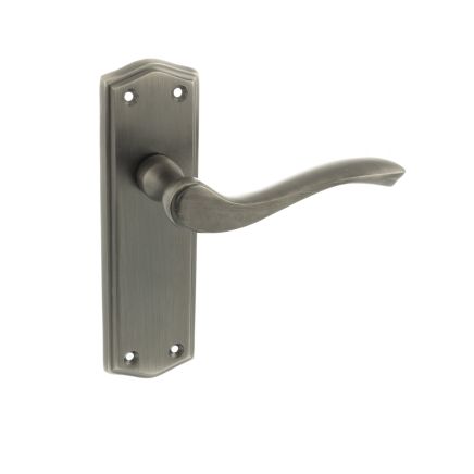 Old English Warwick Latch Lever Door Handle on Backplate - Matt Gun Metal (Pair)