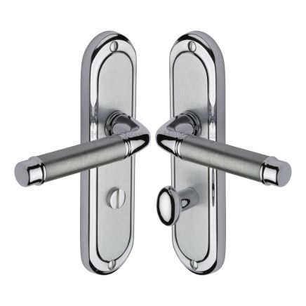Heritage Brass Door Handle for Bathroom Saturn Design Apollo finish