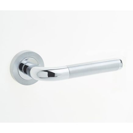 Twin Door Handle on Rose Polished Chrome/Satin Chrome - By Frelan Hardware - JV430PCSC