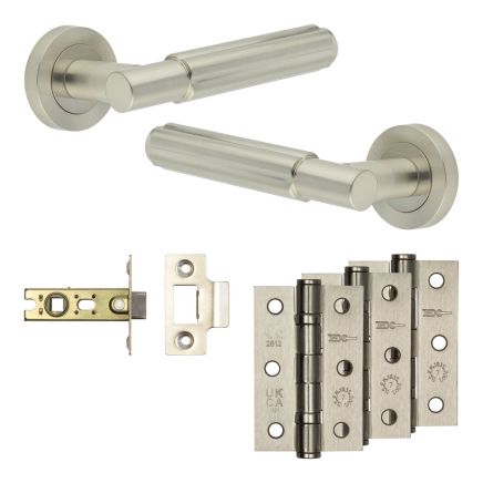 Complete Bloom Door Handle Pack - Internal Doors - Satin Nickel - 64mm / 3-inch Hinges - JE-B1B-SN