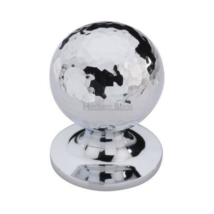 Heritage Brass Cabinet Knob Ball Hammered Design 32mm Polished Chrome finish