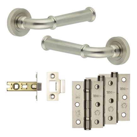 Complete Classic Door Handle Pack - Internal Doors - Satin Nickel - 64mm / 3-inch Hinges - JE-A1B-SN