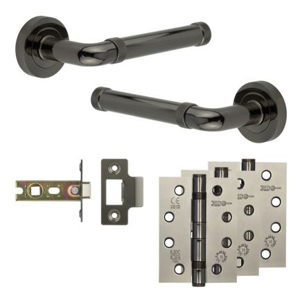 Complete Midtown Door Handle Pack - Internal Doors - Black Nickel - 64mm / 4-inch Hinges - JE-G1A-BN