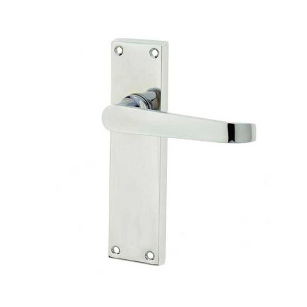 Victorian Straight Door Handles on Long Latchset Plate Polished Chrome - By Frelan Hardware - JV31LPC