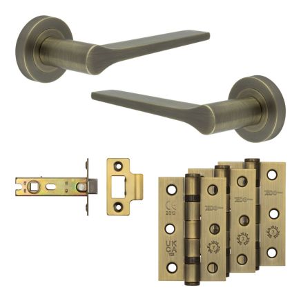Complete Gio Door Handle Pack - Internal Doors - Antique Brass - By Frelan Hardware - JE-E3B-AB