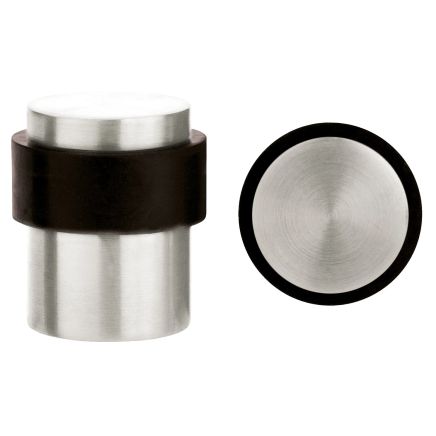 Zoo Hardware Door Stop Floor Mounted - Round Collared Flat Top 35mm dia - Satin Stainless