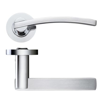 Zoo Hardware Adria lever on round rose - Satin Chrome / Polished Chrome