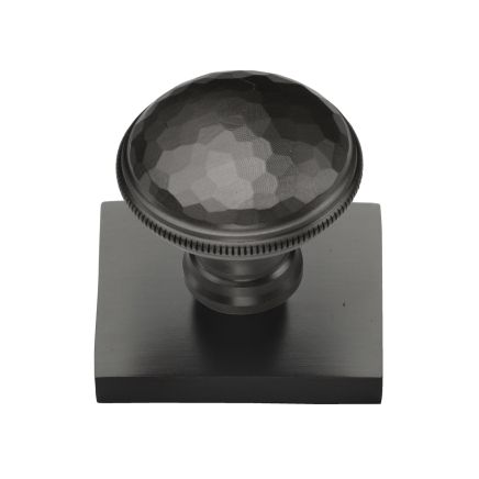 Heritage Brass Cabinet Knob Diamond Cut Design with Square Backplate 32mm Matt Bronze finish