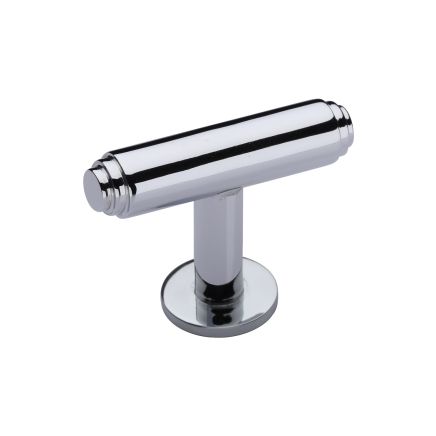 Heritage Brass Cabinet Knob Stepped T-Bar Design with Rose 45mm Polished Chrome finish