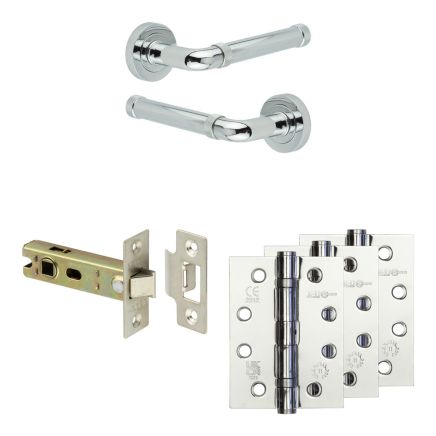 Complete Midtown Door Handle Pack - Internal Doors - Polished Chrome - 76mm / 4-inch Hinges - JE-G3A-PC