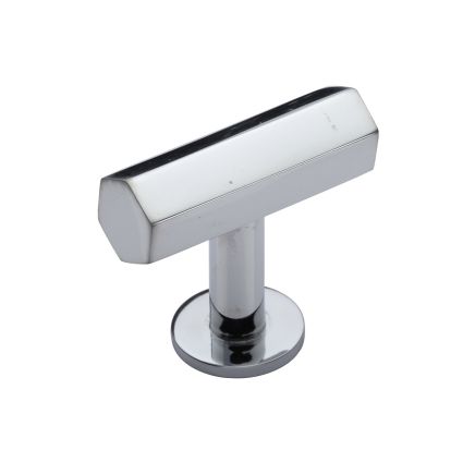 Heritage Brass Cabinet Knob Hexagon T-Bar Design with Rose 41mm Polished Chrome finish