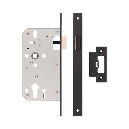 72mm Black Din Euro Latch 60mm Backset - By Frelan Hardware - JL-DL60MB