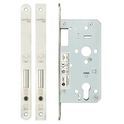 Zoo Hardware Din euro deadlock - backset 55mm - radius - Satin Stainless