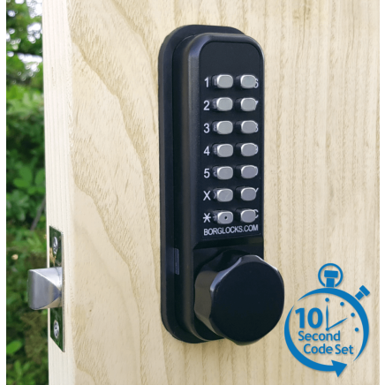 Borg BL2601 MG Pro ECP - Easicode Pro, Marine Grade Hex Knob Keypad, Inside Paddle Handle Optional Holdback, MG Pro (Black) Finish