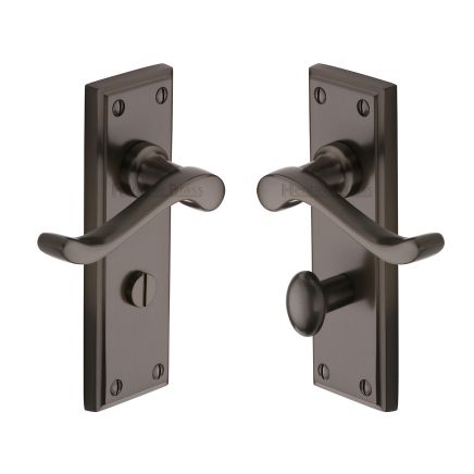 Heritage Brass Door Handle for Bathroom Edwardian Design Matt Bronze finish