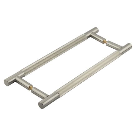 Venice Linear Knurled 300x19mm Satin Nickel Pull Handle Back to Back - By Frelan Hardware - JV1803SNB2B