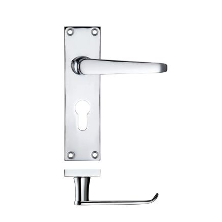 Zoo Hardware Project Victorian flat lever on euro backplate - 150 x 40mm - Polished Chrome