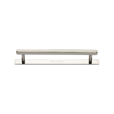 Heritage Brass Cabinet Pull Hexagonal Design with Plate 128mm CTC Polished Nickel Finish