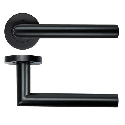 Zoo Hardware Lugano Lever on Round Rose - Black