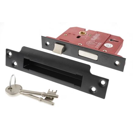 Atlantic 5 Lever Key Sashlock [BS] 3" - Matt Black