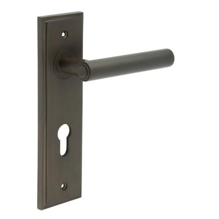 Richmond Door Handle Din Euro Backplate Dark Bronze - By Frelan Hardware - BUR45KIT90
