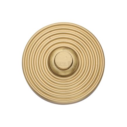 Heritage Brass Reeded Bell Push Satin Brass finishUK Registered Design Number 6229240