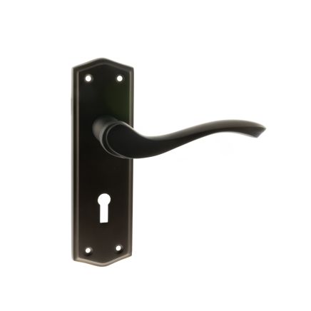 Old English Warwick Key Lever Door Handle on Backplate - Urban Dark Bronze (Pair)