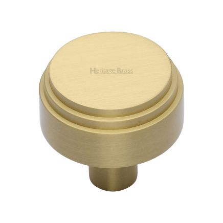 Heritage Brass Cabinet Knob Round Deco Design 32mm Satin Brass finish