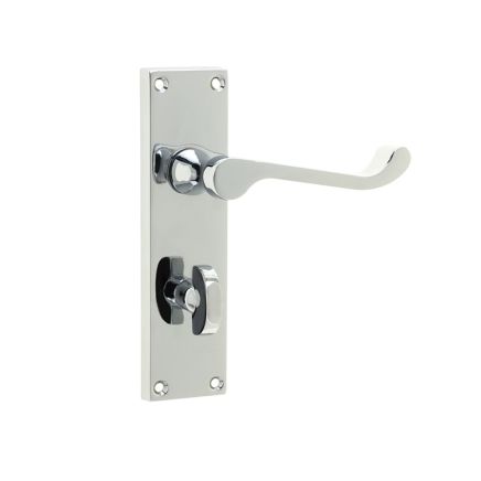 Victorian Scroll Door Handle on Bathroom Plate Polished Chrome - By Frelan Hardware - JV10BPC