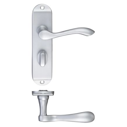 Zoo Hardware Project Arundel lever on bathroom backplate - 175mm x 42mm - Satin Chrome