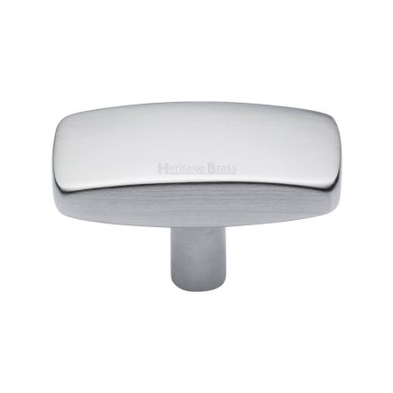 Heritage Brass Cabinet Knob Rectangular Design 47mm Satin Chrome finish