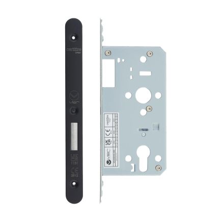 Zoo Hardware 2 Piece - DIN euro deadlock - backset 55mm - radius - Black