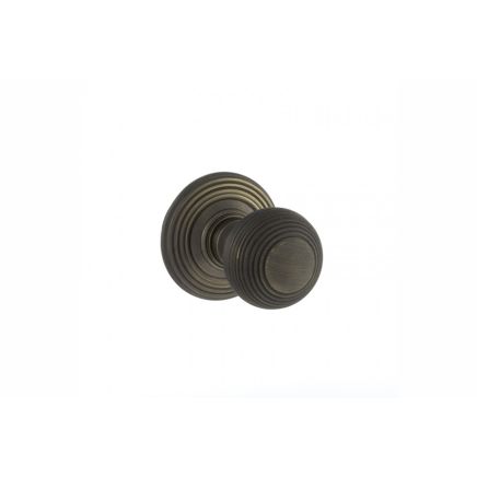 Old English Ripon Solid Brass Reeded Beehive Mortice Door Knob on Concealed Fix Rose - Urban Bronze