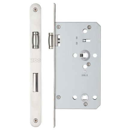 Zoo Hardware Roller din bathroom - 78mm c/c - backset 60mm - radius - Satin Stainless