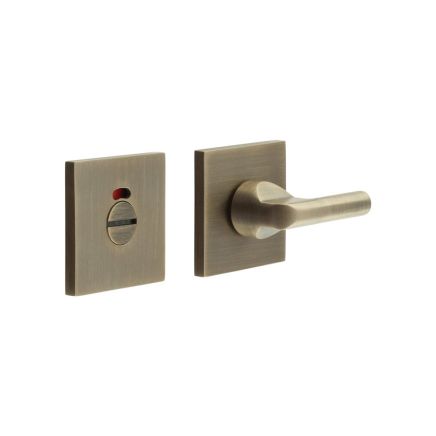 CR-804 Antique Brass Thumb Turn & Lock Square Rose w/ Indicator - By Frelan Hardware - CR-804BK7AB