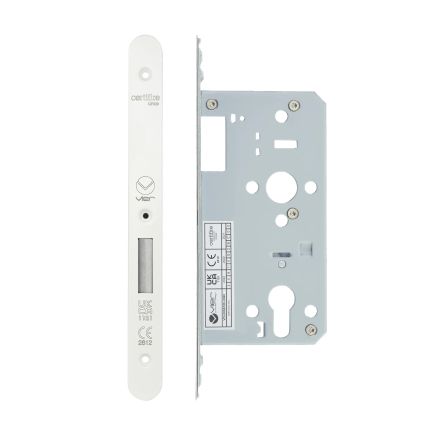 Zoo Hardware 2 Piece - DIN euro deadlock - backset 55mm - radius - White