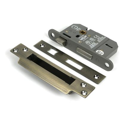 Aged Brass 2½" 5 Lever BS Sash Lock KA
