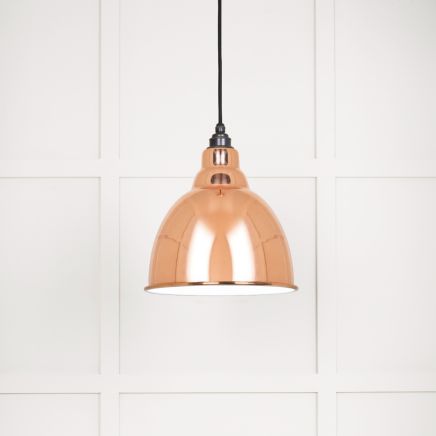 White Gloss Brindley Pendant in Copper