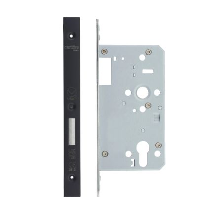 Zoo Hardware Din Euro Deadlock- Backset 60mm - 2 Pc Forend - Square - PVDBLK - Single Throw - Black