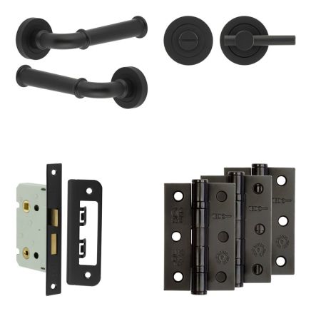 Complete Classic Door Handle Pack - Bathroom - Black - By Frelan Hardware - JE-A5B2-MB