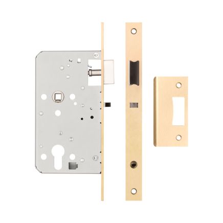 72mm Satin Brass Din Euro Nightlatch 60mm Backset - By Frelan Hardware - JL-DNL60SB