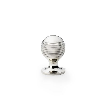 Alexander & Wilks - Caesar Cupboard Knob on Round Rose - Polished Nickel - 25mm