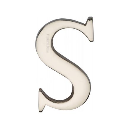 Heritage Brass Alphabet S Pin Fix 51mm (2") Polished Nickel Finish
