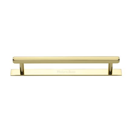 Heritage Brass Cabinet Pull Hexagonal Design with Plate 160mm CTC Polished Brass Finish