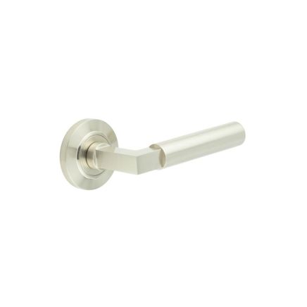 Westminster Door Handles Chamfered Rose Satin Nickel - By Frelan Hardware - BUR30KIT314