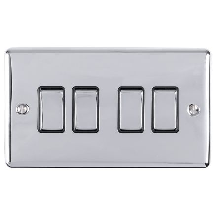 Eurolite Polished Chrome 4 Gang Switch Polished Chrome
