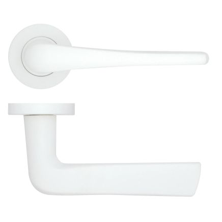 Zoo Hardware Como Lever on Round Rose - White
