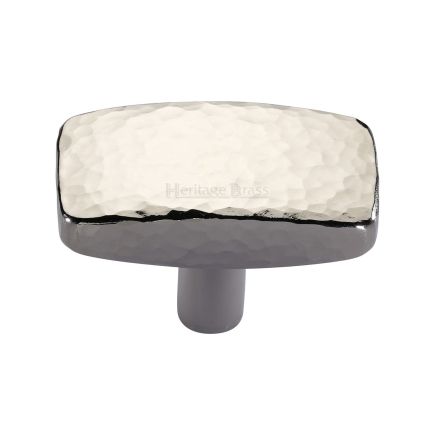 Heritage Brass Cabinet Knob Rectangular Hammered Design 47mm Polished Nickel finish