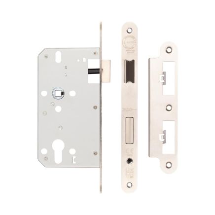 72mm Satin Stainless Steel Din Euro Sashlock Radiused 60mm Backset - By Frelan Hardware - JL-DS60RSSS